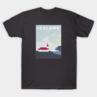 Iceland Vik Church Travel Poster T-Shirt